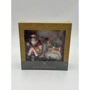 Target Handcrafted Glass Christmas Tree Ornaments Set Of 2 Santa Reindeer